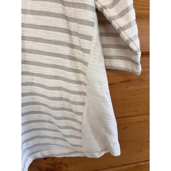 Per Se Top Womens 3X Textured Stripe Terry Cream Gray Long Sleeve Comfort - Picture 2 of 4